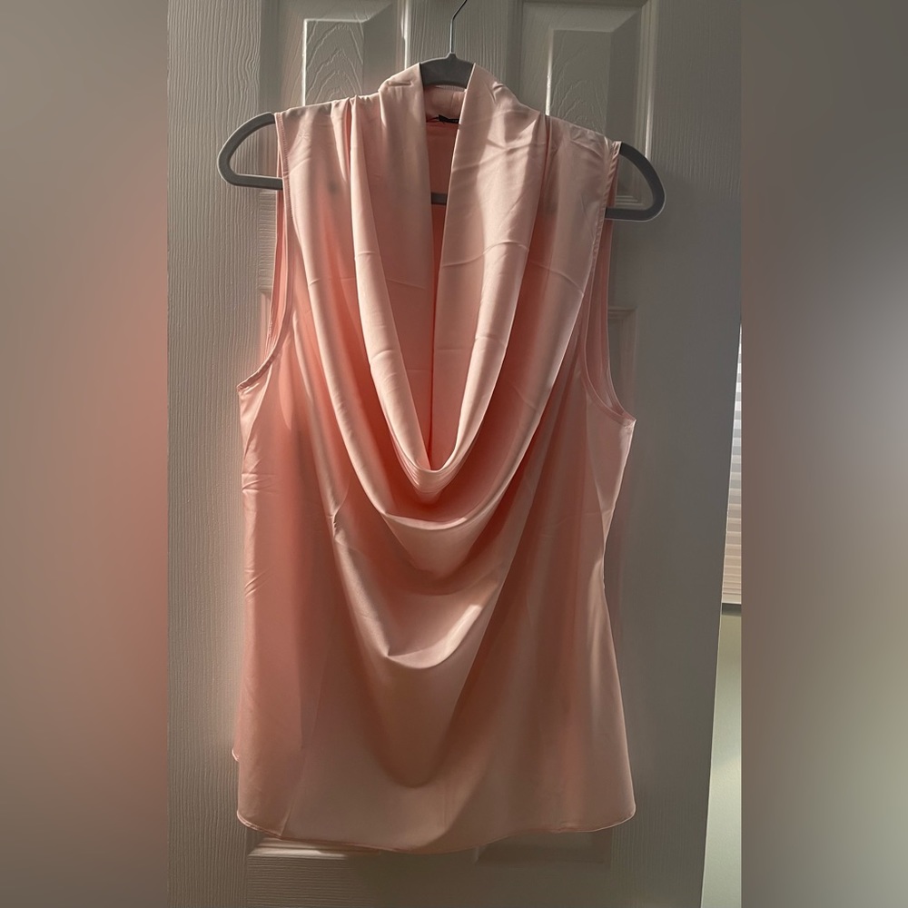 Sleeveless Silk Cowl Neck Top